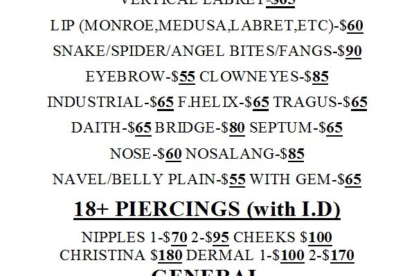 PIERCING PRICE LIST BELLEVILE JAN 25(paint)